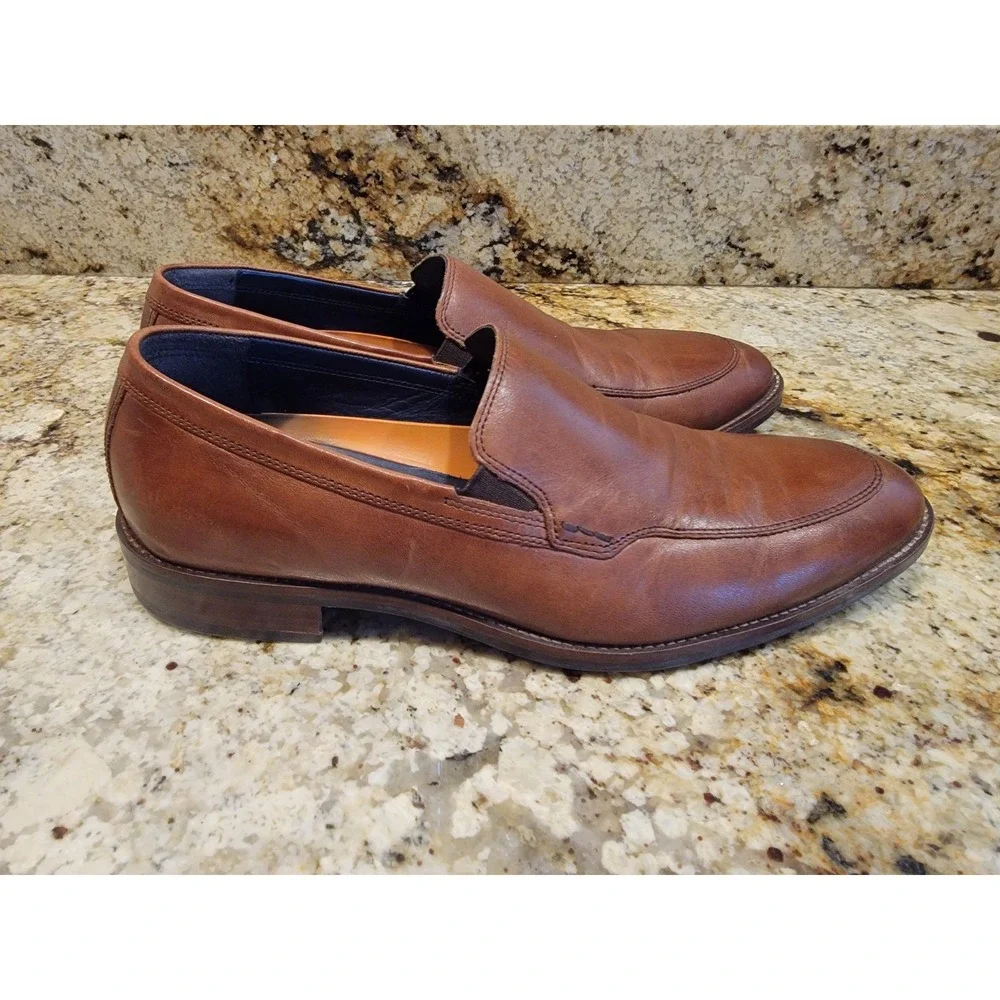 Cole Haan Grand.OS Shoes Mens US 9.5M Tan Leather Slip On Oxford Dress Casual